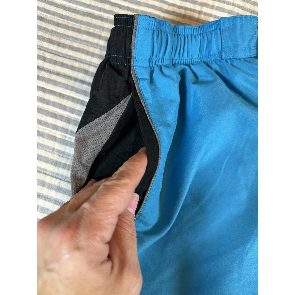 Nike Men's Swim‎ Trunks Shorts Blue Black Lined Drawstring Size Large